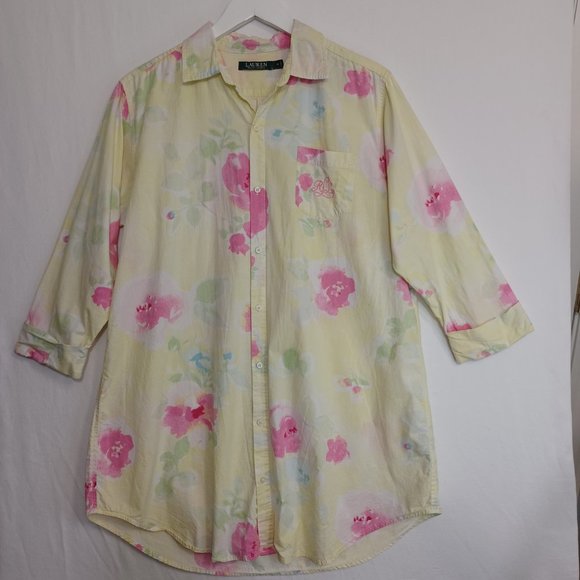 Lauren Ralph Lauren Pastel Cotton Sleep Shirt Size Medium - Picture 8 of 8